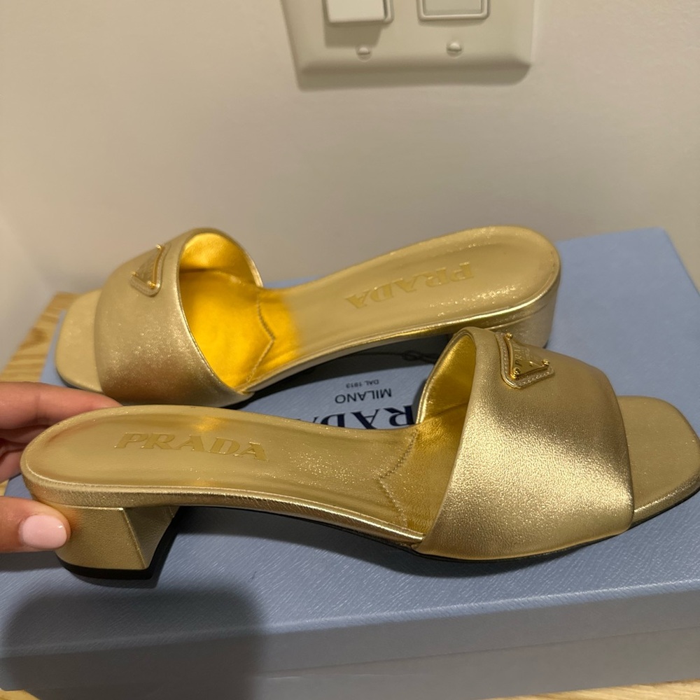 Prada Gold Metallic Sandals/Mules